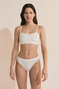 Biustonosz typu bandeau z odpinanymi, bawełnianymi ramiączkami