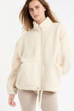Bluza polaire oversize z wysokim dekoltem ze sznurkiem
