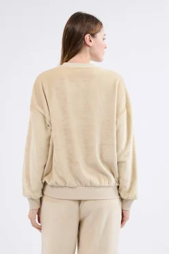Bluza z długimi rękawami z motywem psa z efektem weluru