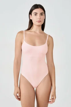 Body z mikrofibry z wbudowanym biustonoszem