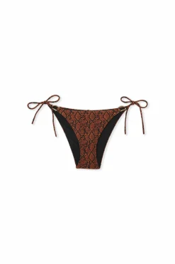 Dół od bikini do wiązania z nadrukiem python i detalem biżuteryjnym