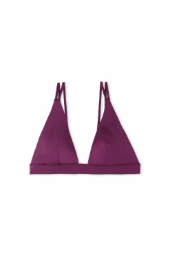 Góra od bikini trójkątna opalizująca z podwójnymi ramiączkami