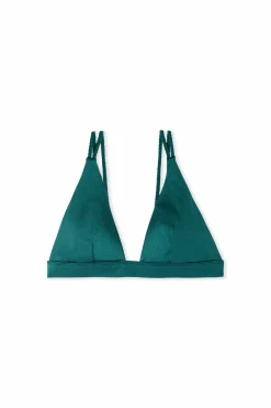Góra od bikini trójkątna opalizująca z podwójnymi ramiączkami