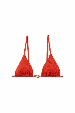 Góra od bikini trójkąt z efektem żakardowym