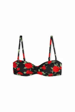 Góra od kostiumu kąpielowego typu bandeau w kwiatowy wzór