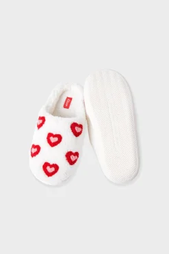 Kapcie w serduszka z sztucznego futra