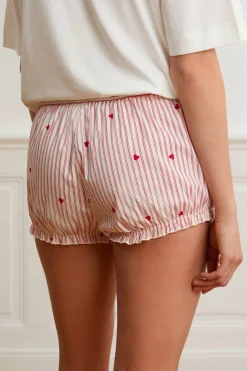 Krótkie spodenki bloomer w paski i serduszka z bawełną