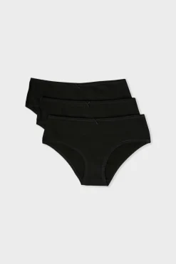 Majtki biodrówki z bawełny w jednolitych kolorach – komplet 3 szt.