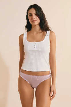 Satynowe stringi typu bloomer