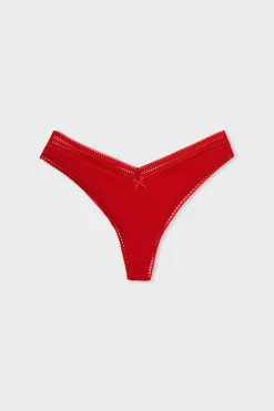 Stringi V-shape z mikrofibry i koronki