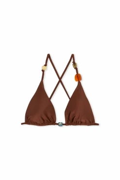 Trójkątna góra od bikini z satynowym wykończeniem i odzobnymi perłami - Etam x Hôtel Mahfouf